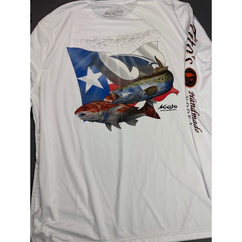 Mojo Sportswear Titos Handmade Vodka Fishing Shirt Mens XL White TX Long Sleeve